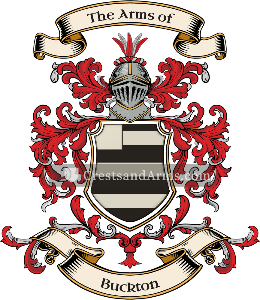 The Buckton coat of arms, drawn from the recorded blazon