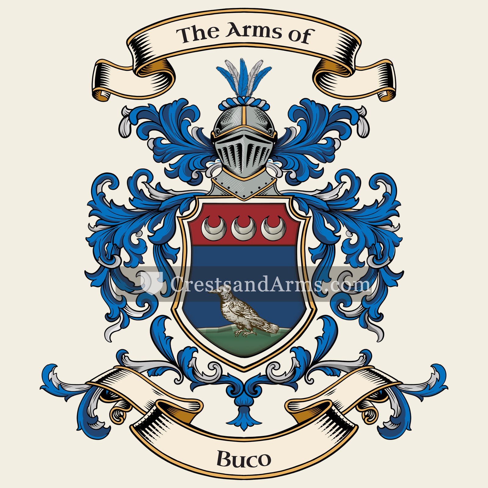 The Buco coat of arms, drawn from the recorded blazon