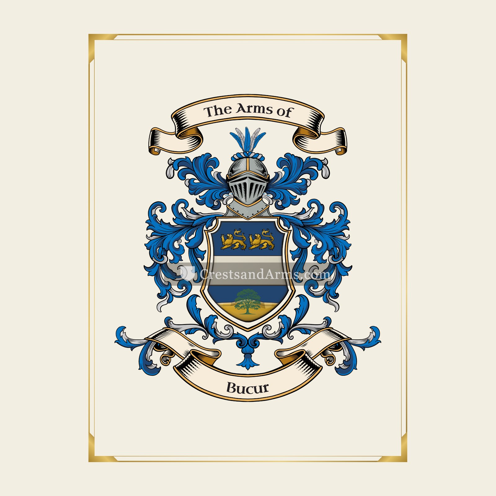 With gold border