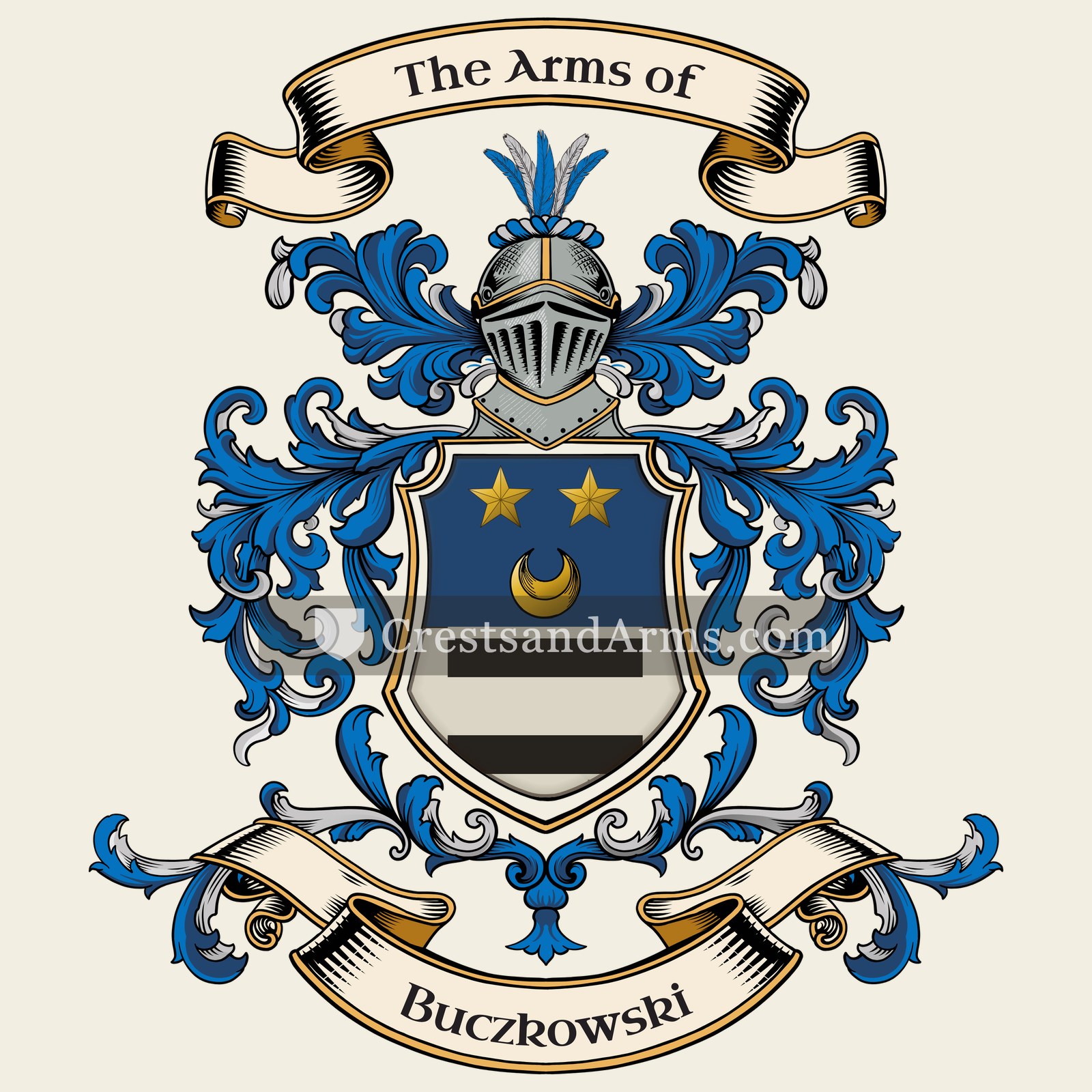 The Buczkowski coat of arms, drawn from the recorded blazon