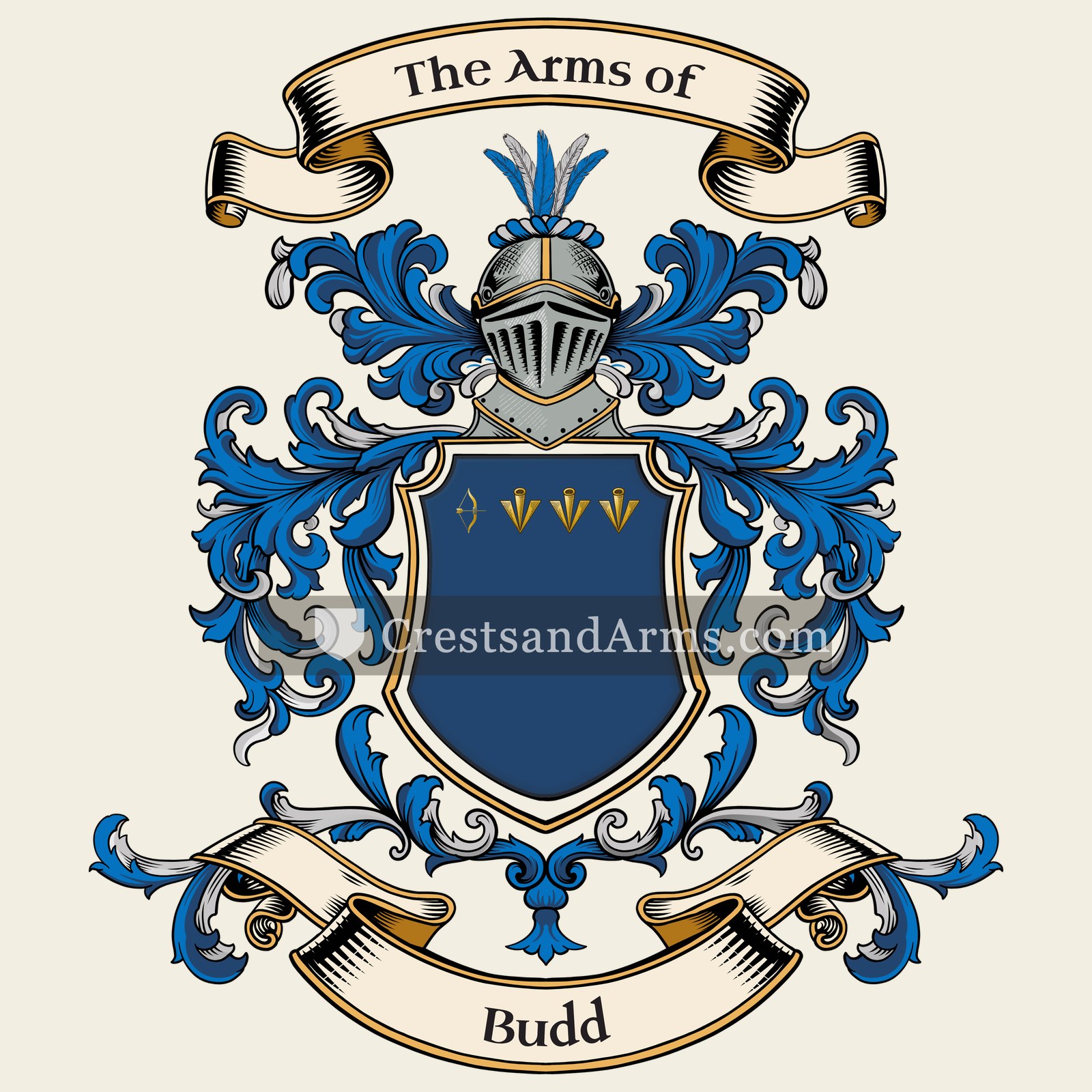 The Budd coat of arms, drawn from the recorded blazon