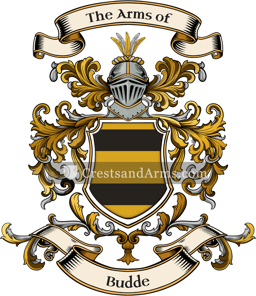 The Budde coat of arms, drawn from the recorded blazon