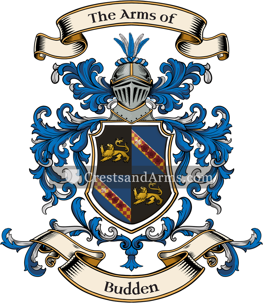 The Budden coat of arms, drawn from the recorded blazon