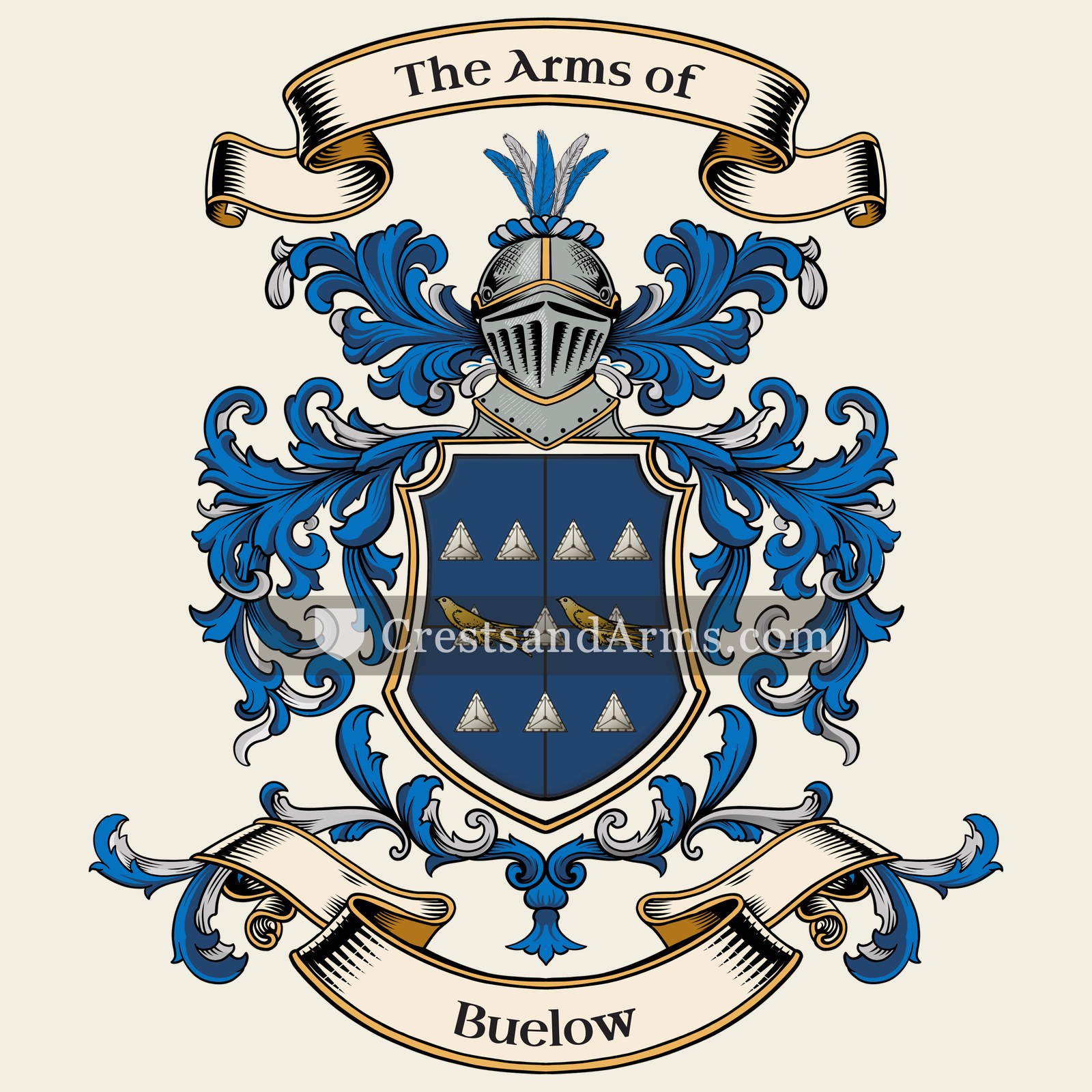 The Buelow coat of arms, drawn from the recorded blazon