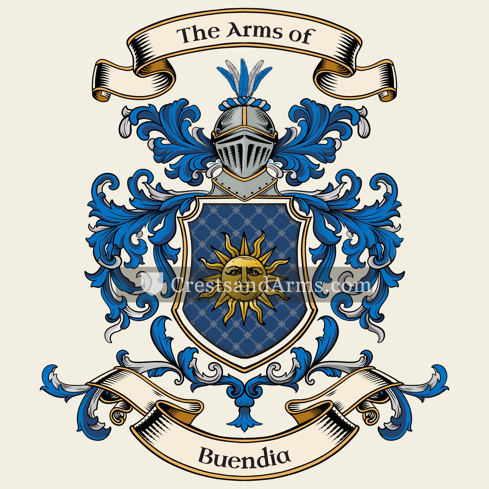 The Buendia coat of arms, drawn from the recorded blazon
