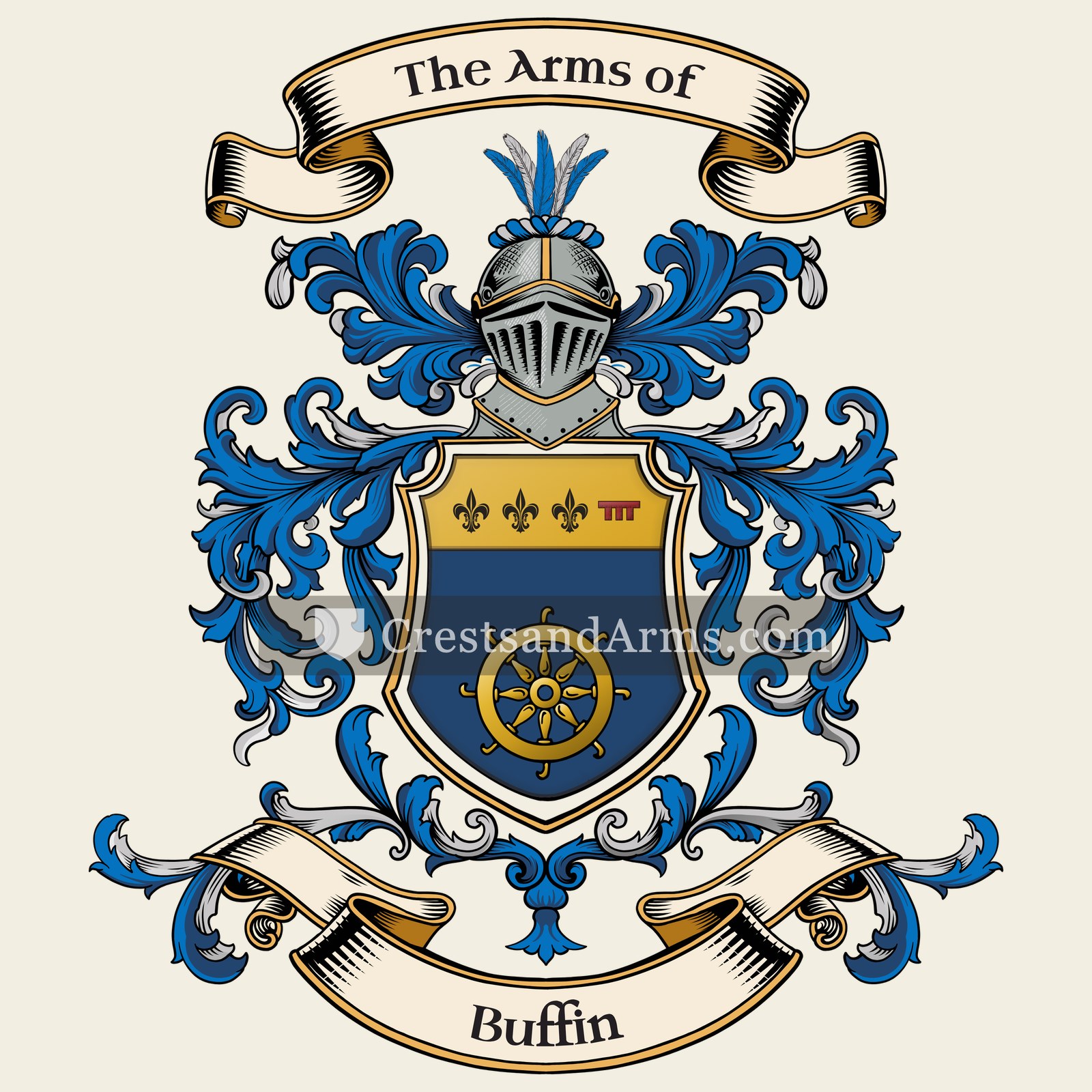 The Buffin coat of arms, drawn from the recorded blazon