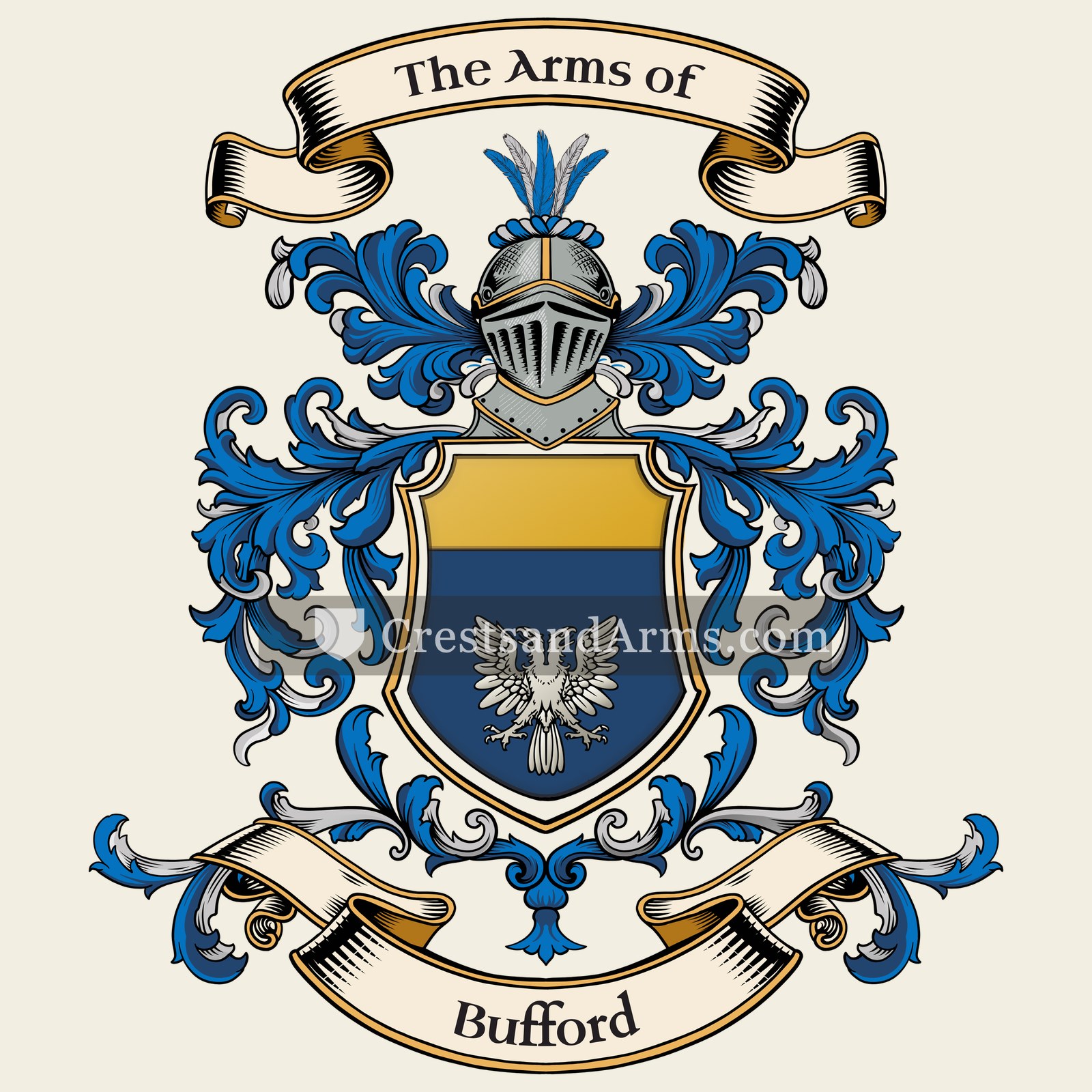 The Bufford coat of arms, drawn from the recorded blazon