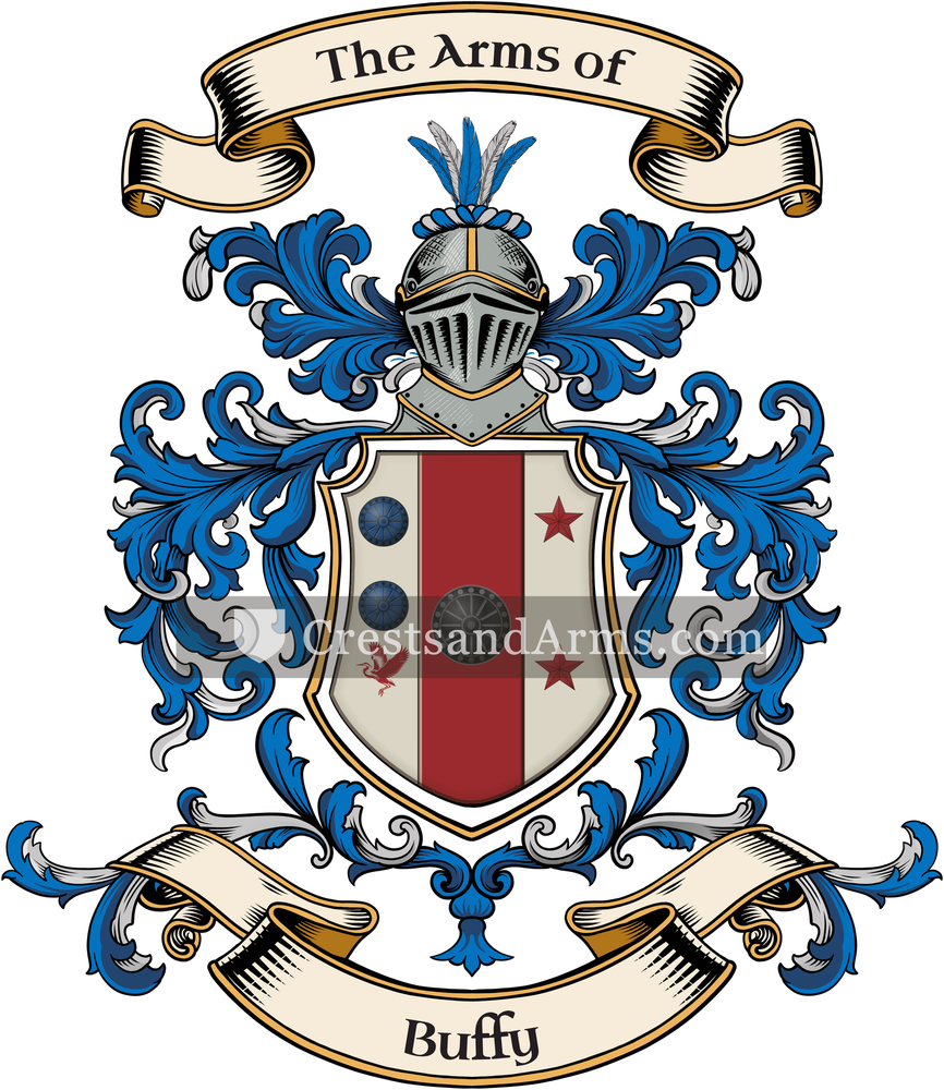 The Buffy coat of arms, drawn from the recorded blazon