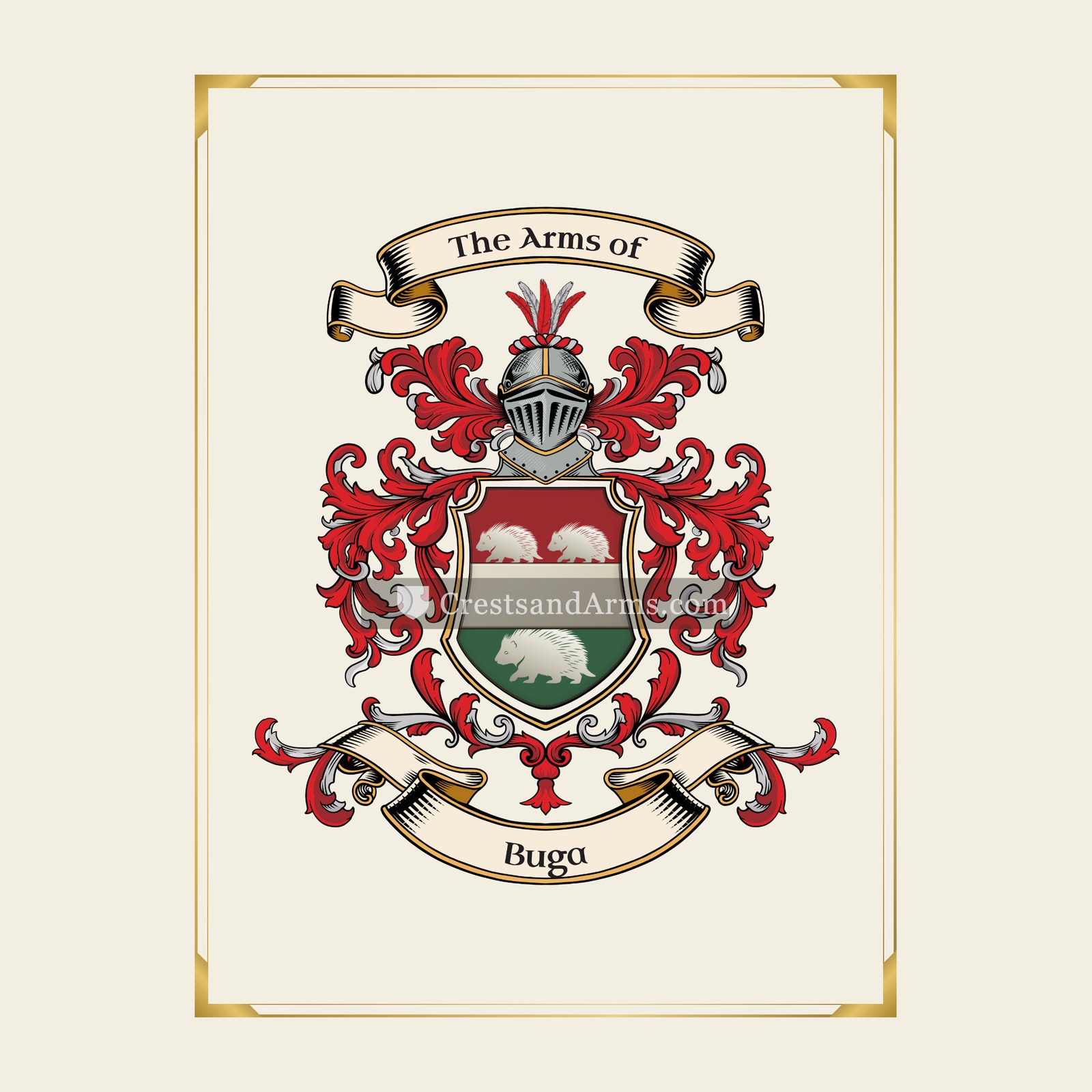 With gold border