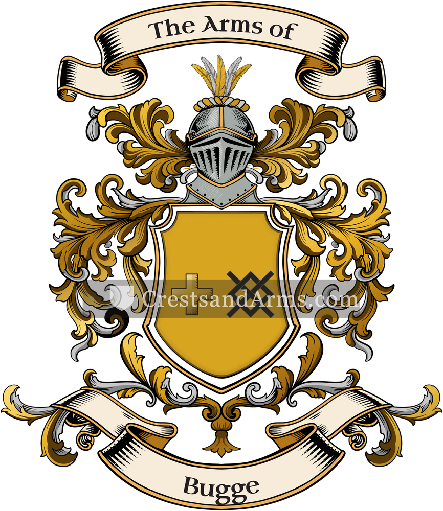 The Bugge coat of arms, drawn from the recorded blazon