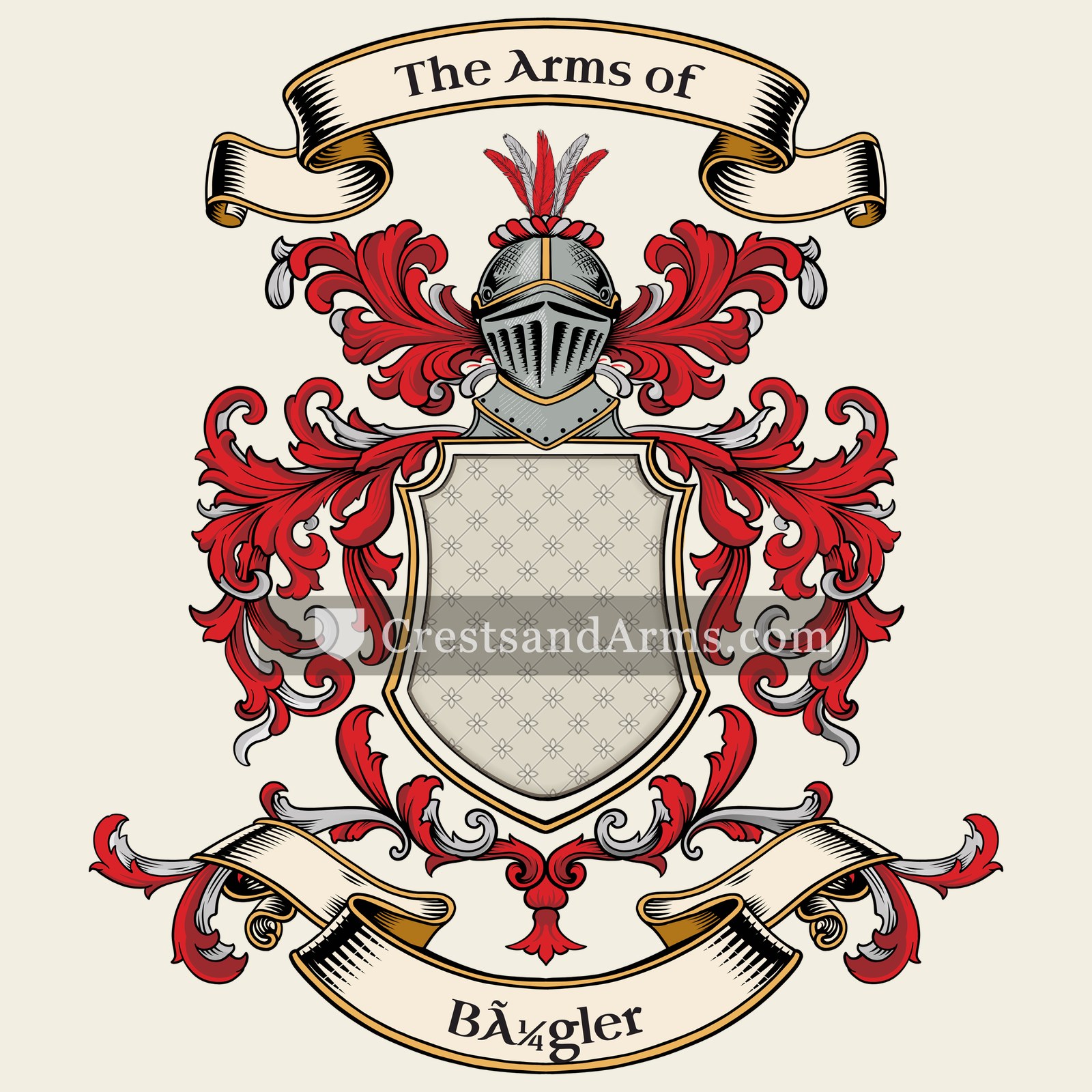 The Bügler coat of arms, drawn from the recorded blazon