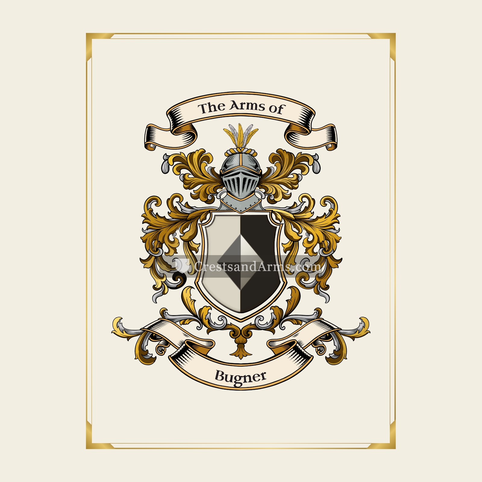 With gold border