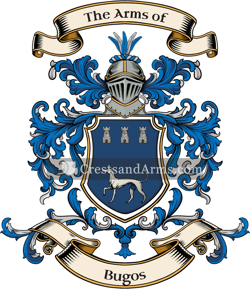 The Bugos coat of arms, drawn from the recorded blazon