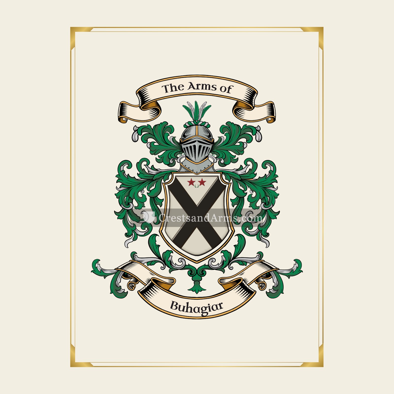 With gold border