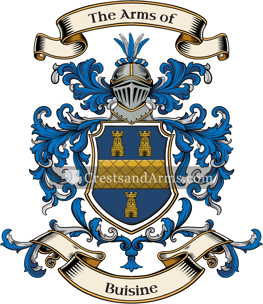 The Buisine coat of arms, drawn from the recorded blazon
