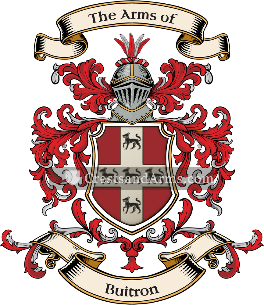 The Buitron coat of arms, drawn from the recorded blazon