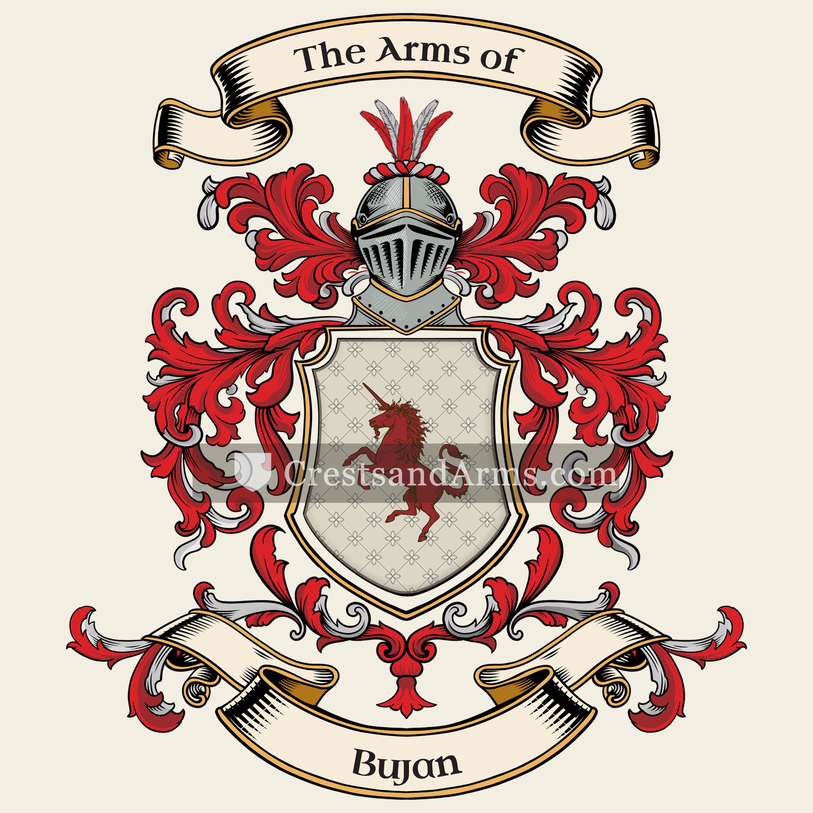 The Bujan coat of arms, drawn from the recorded blazon