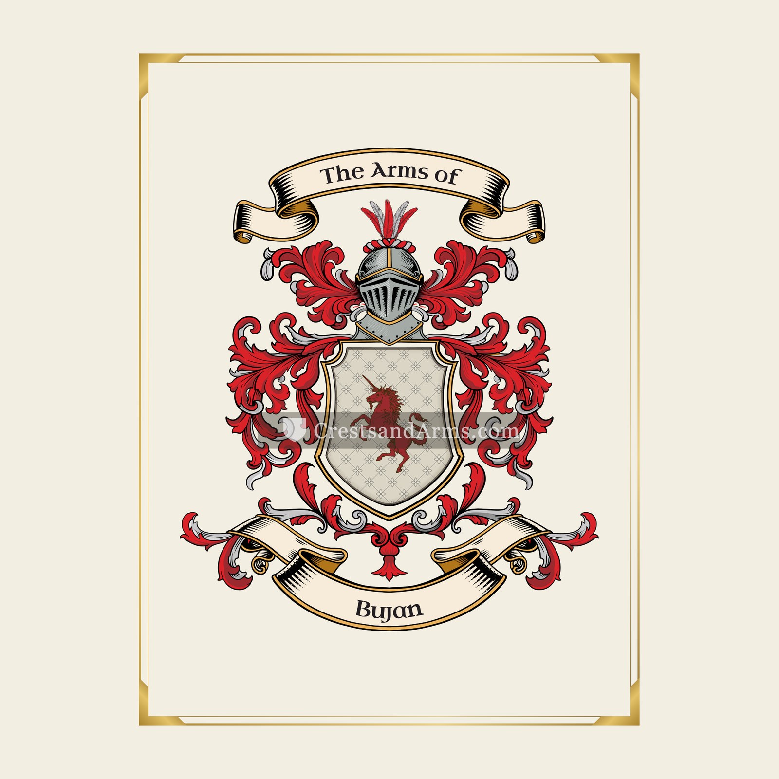 With gold border