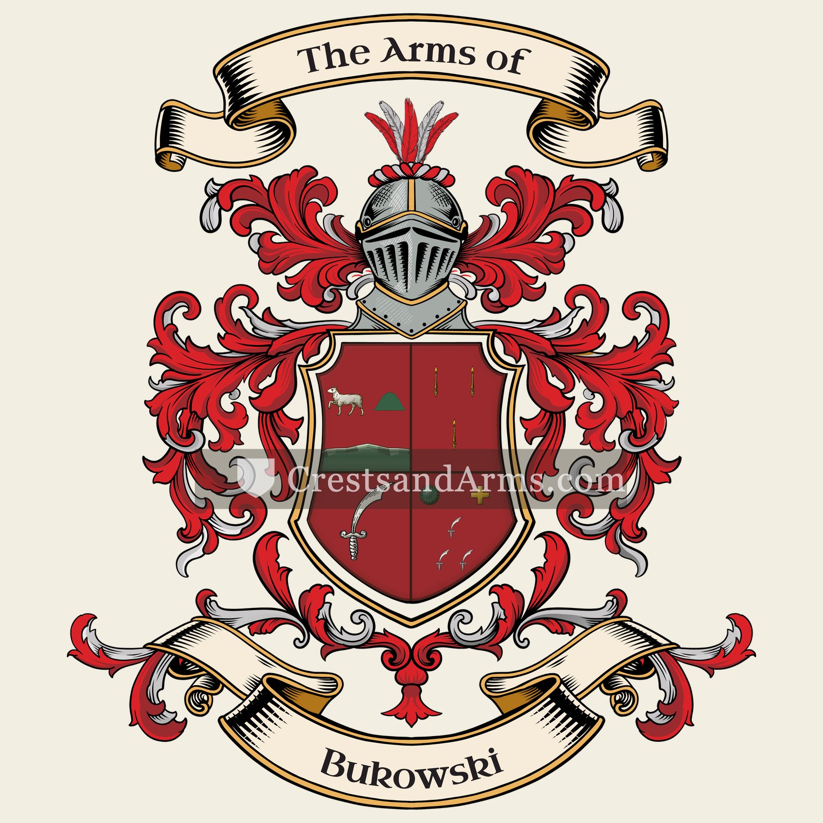The Bukowski coat of arms, drawn from the recorded blazon