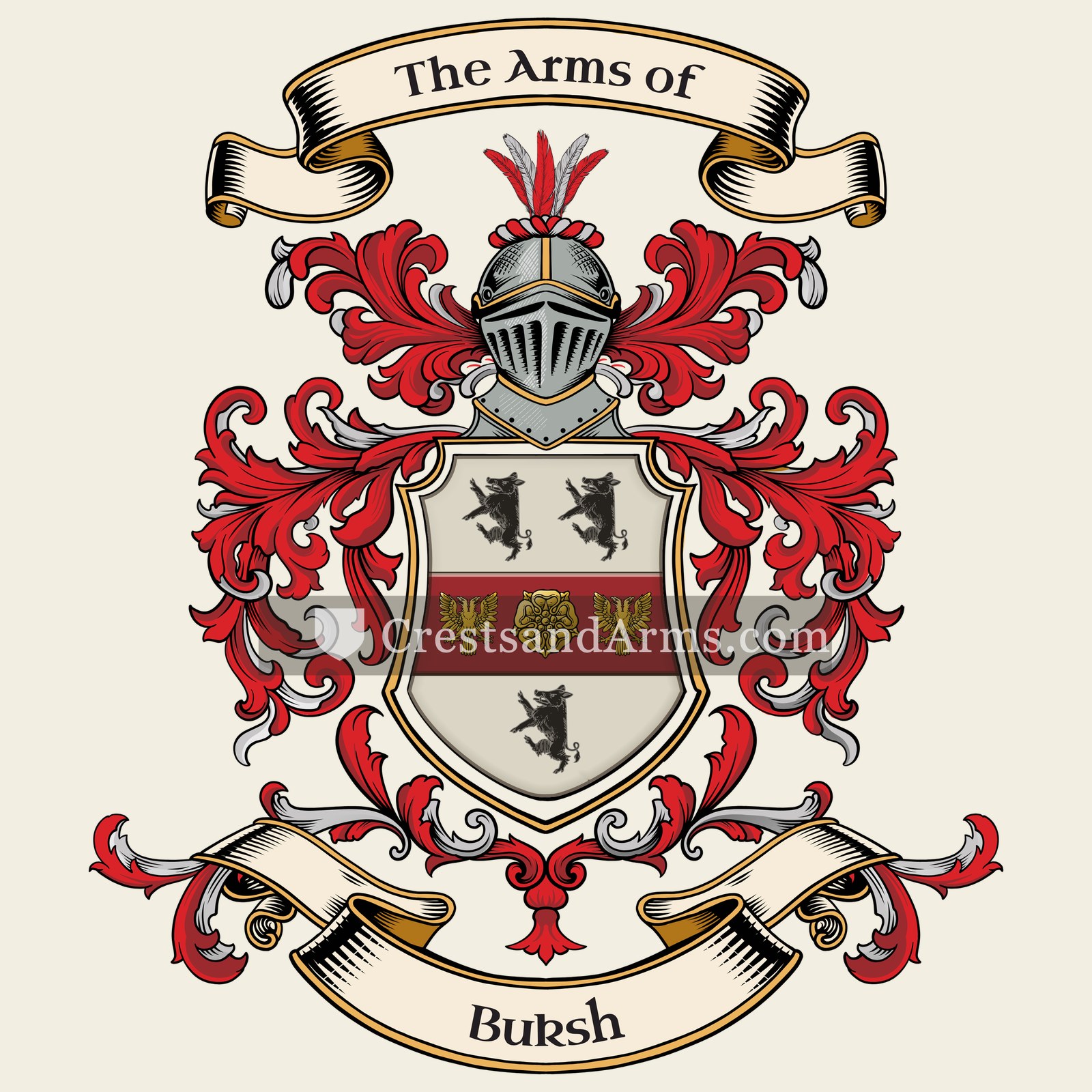 The Buksh coat of arms, drawn from the recorded blazon