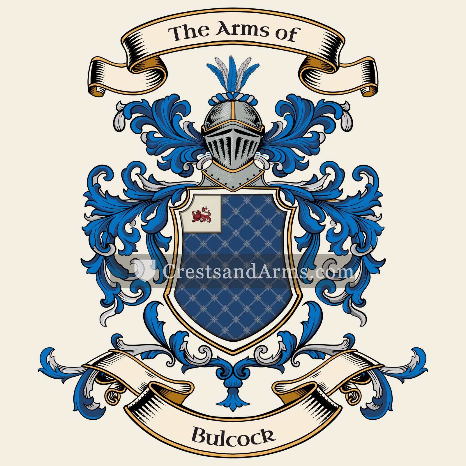 The Bulcock coat of arms, drawn from the recorded blazon