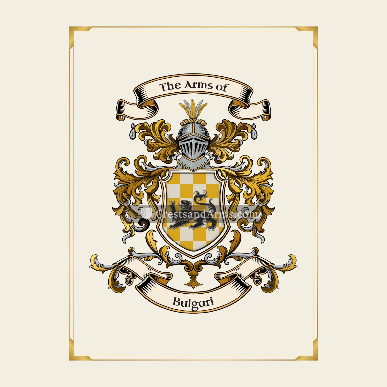 With gold border