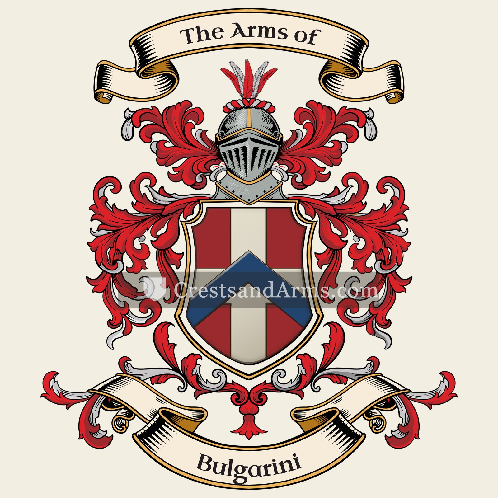 The Bulgarini coat of arms, drawn from the recorded blazon