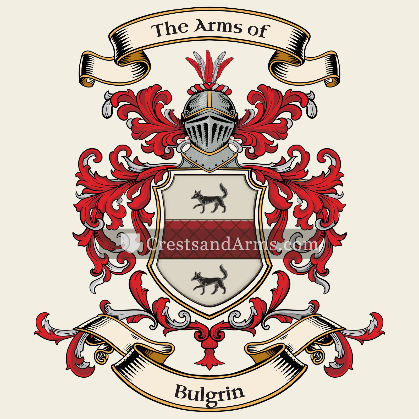 The Bulgrin coat of arms, drawn from the recorded blazon