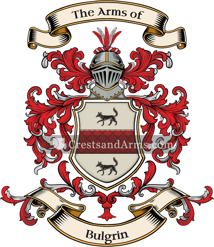 The Bulgrin coat of arms, drawn from the recorded blazon