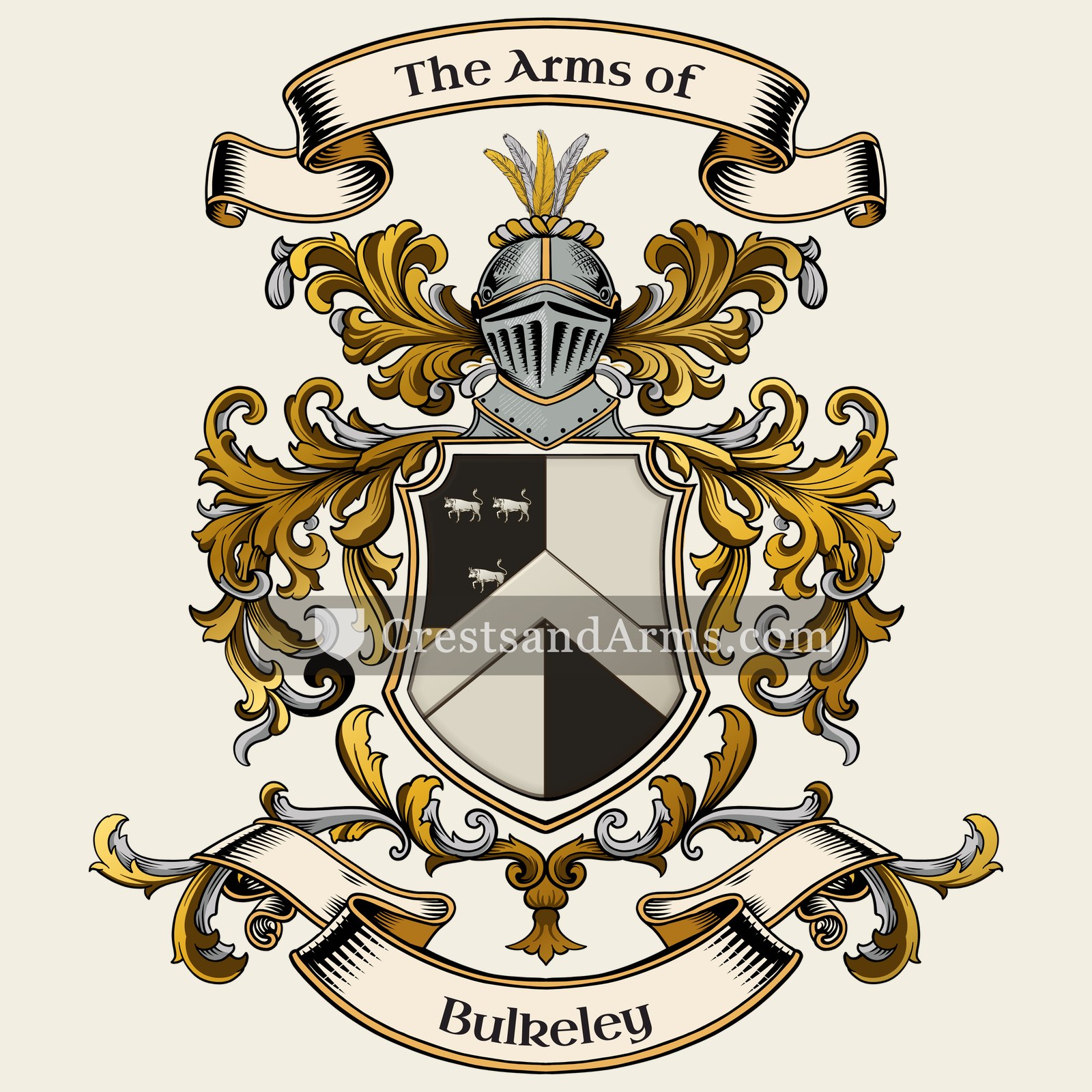 The Bulkeley coat of arms, drawn from the recorded blazon