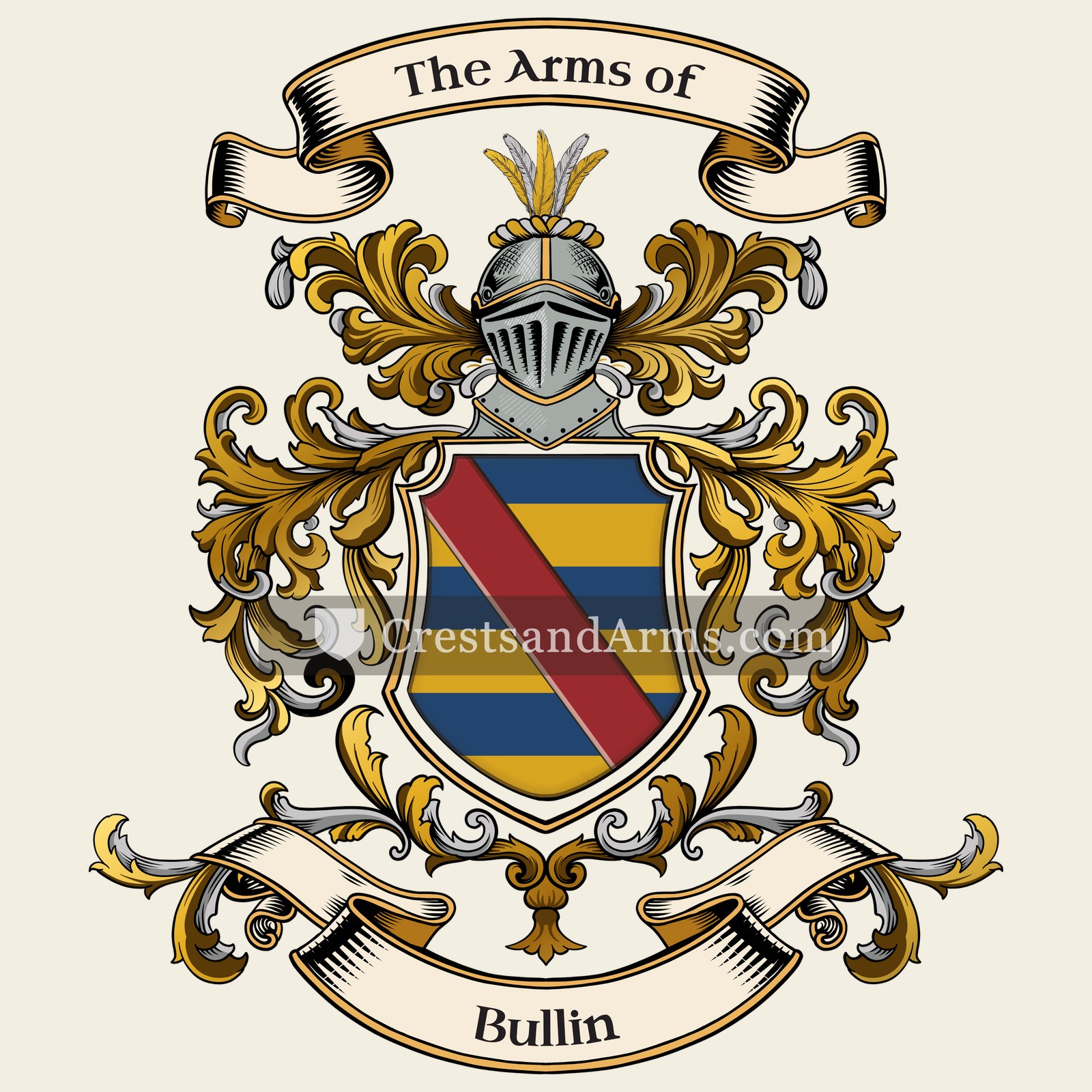 The Bullin coat of arms, drawn from the recorded blazon