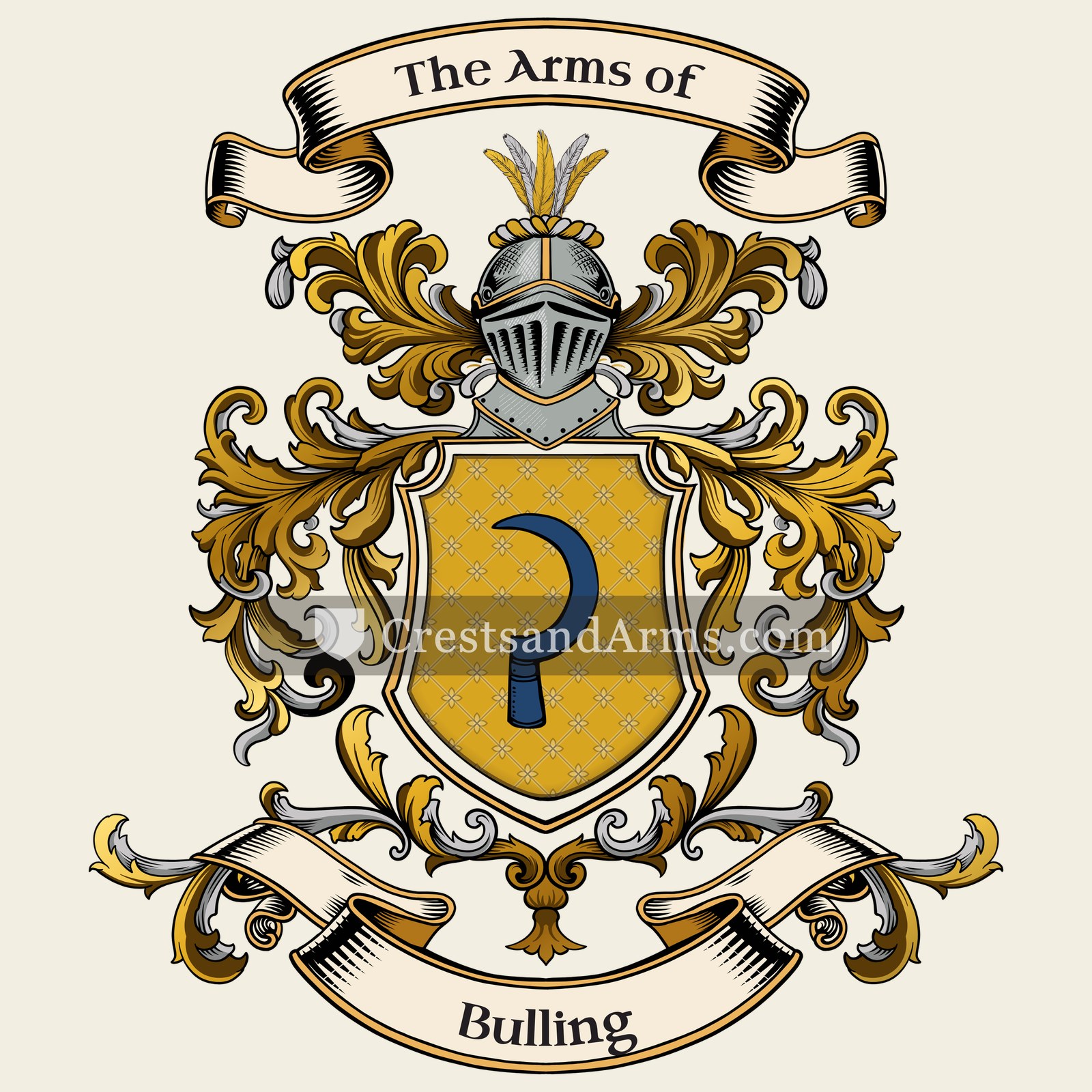 The Bulling coat of arms, drawn from the recorded blazon