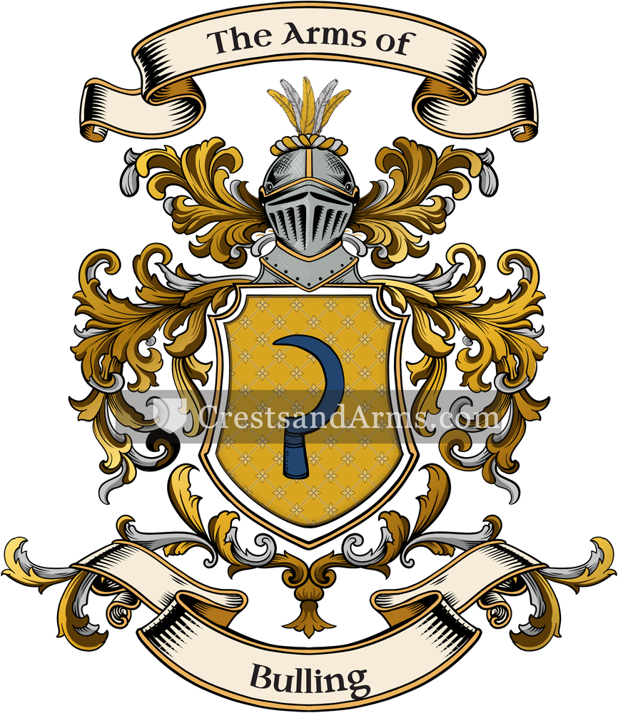 The Bulling coat of arms, drawn from the recorded blazon