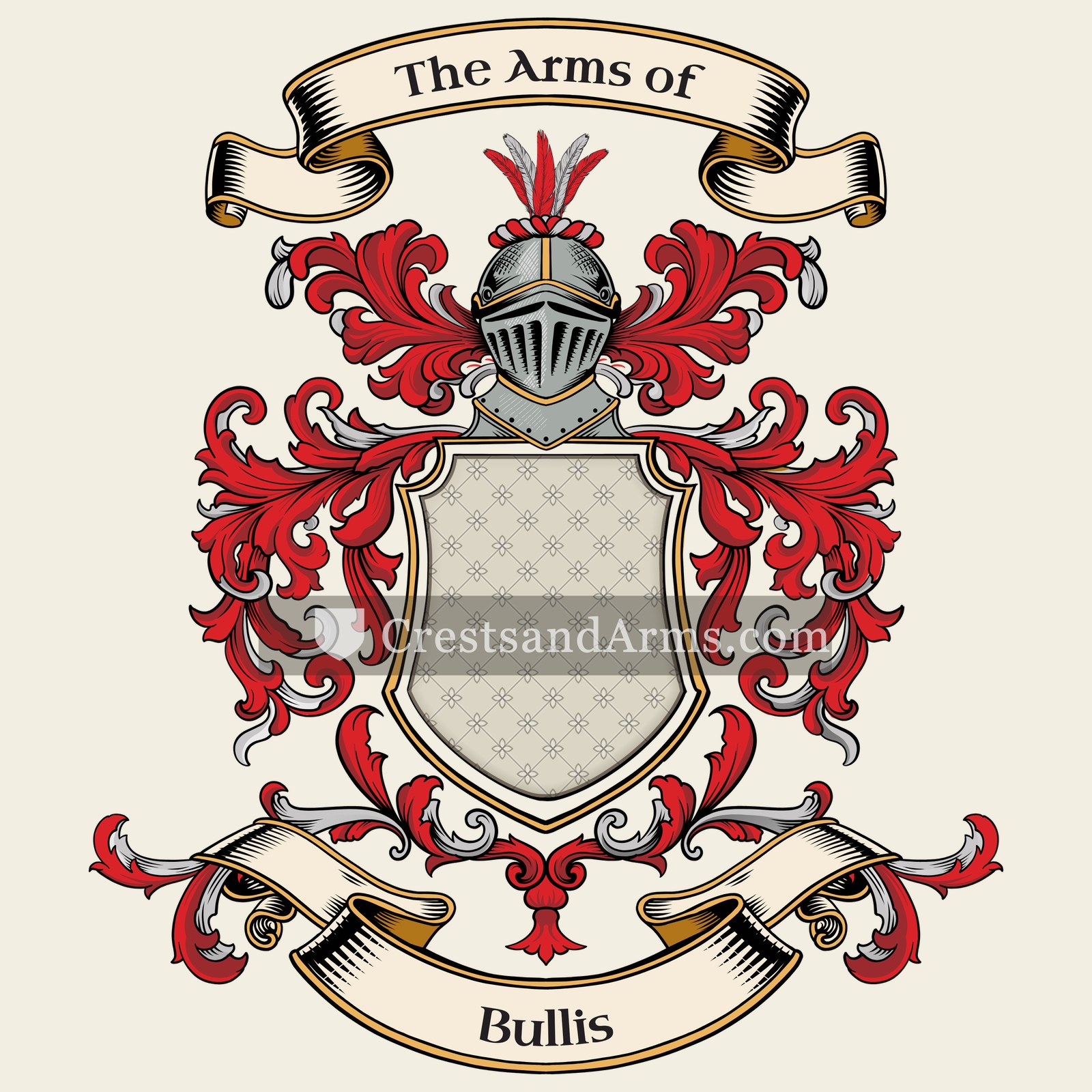 The Bullis coat of arms, drawn from the recorded blazon