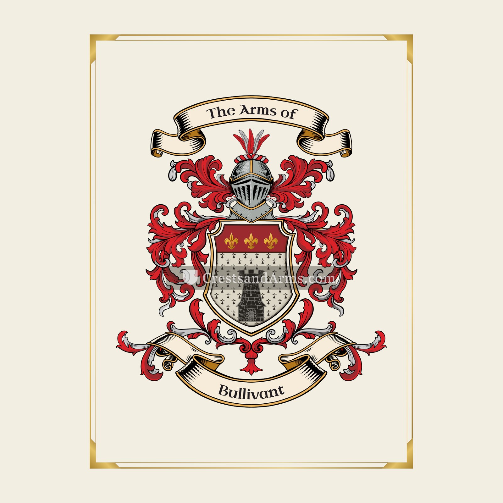 With gold border
