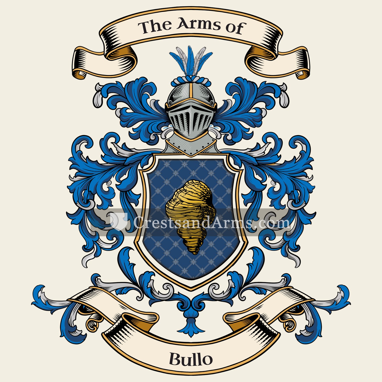 The Bullo coat of arms, drawn from the recorded blazon