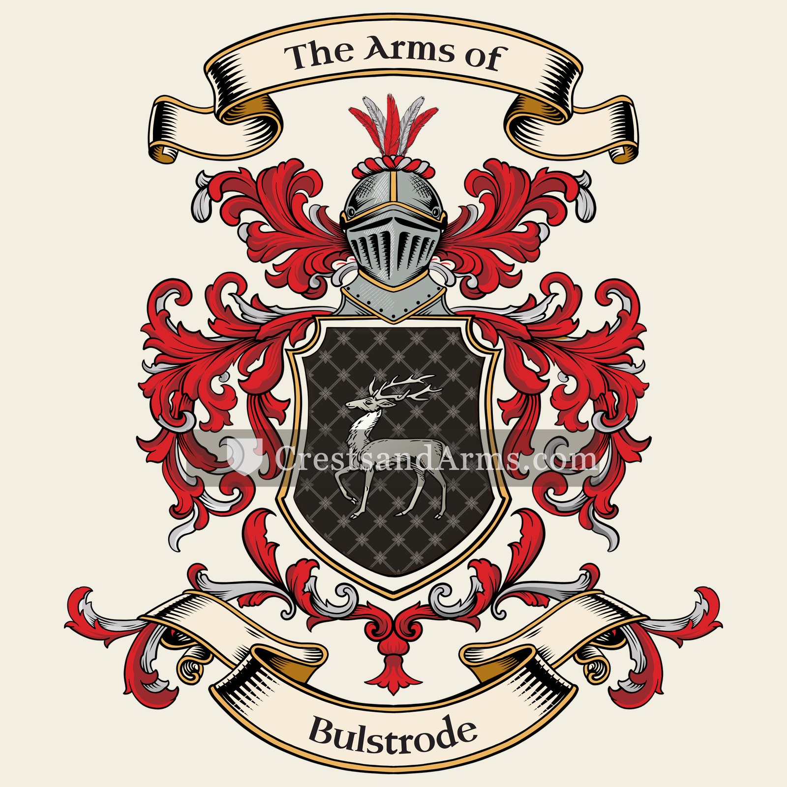 The Bulstrode coat of arms, drawn from the recorded blazon