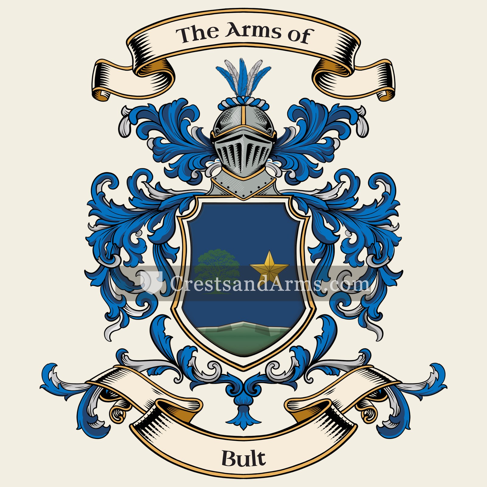 The Bult coat of arms, drawn from the recorded blazon