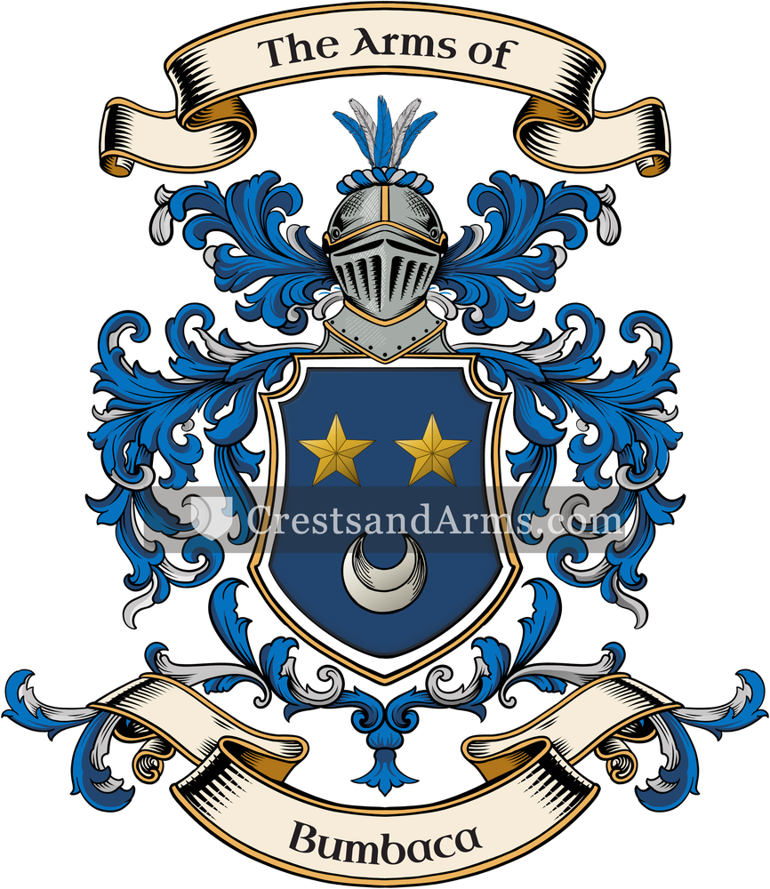 The Bumbaca coat of arms, drawn from the recorded blazon