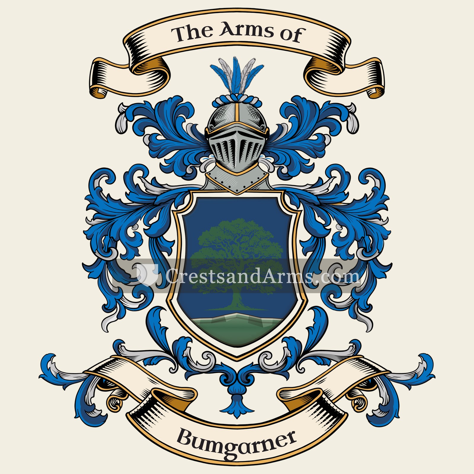 The Bumgarner coat of arms, drawn from the recorded blazon