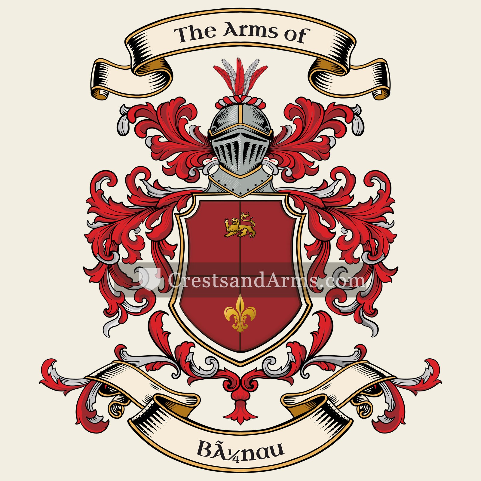 The Bünau coat of arms, drawn from the recorded blazon