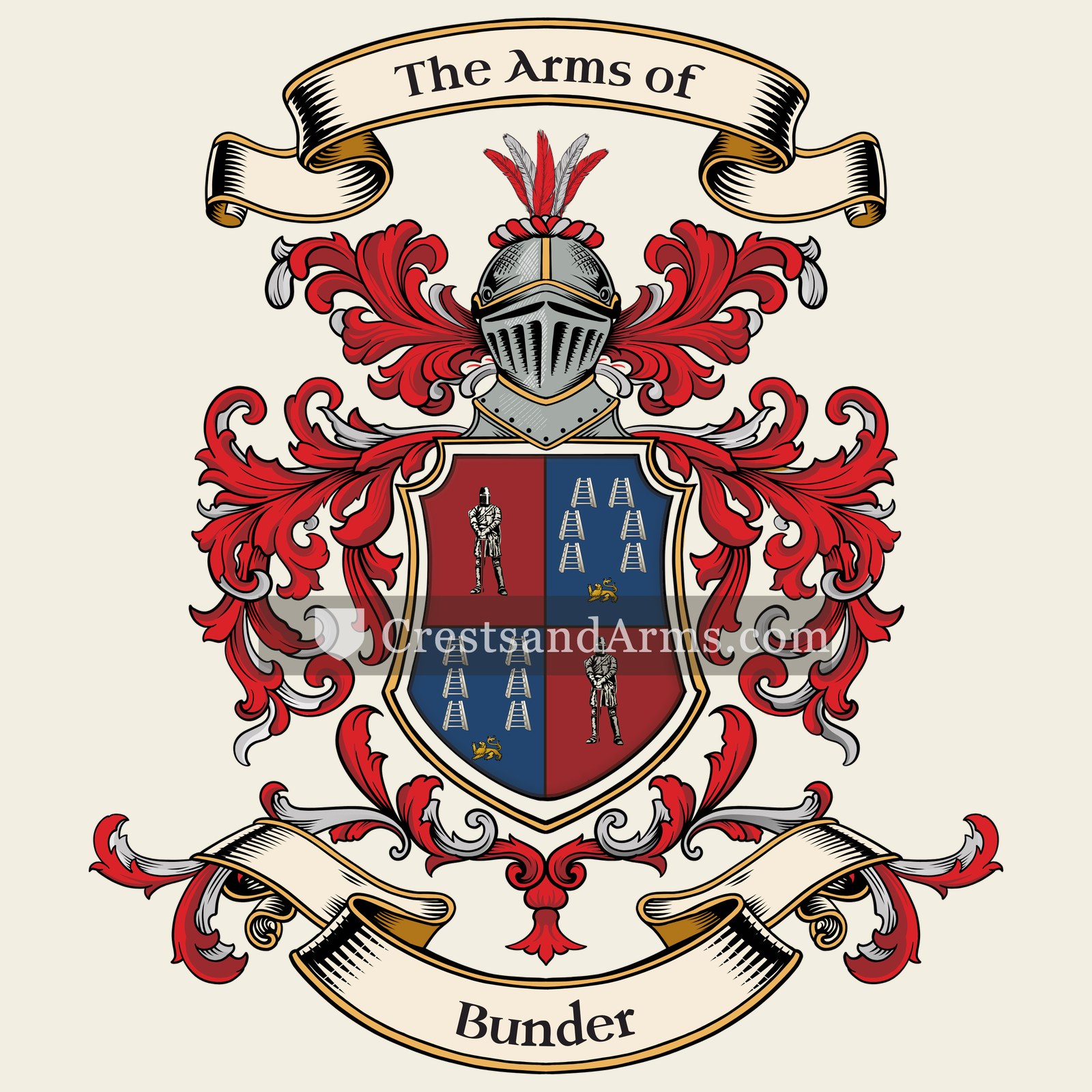 The Bunder coat of arms, drawn from the recorded blazon