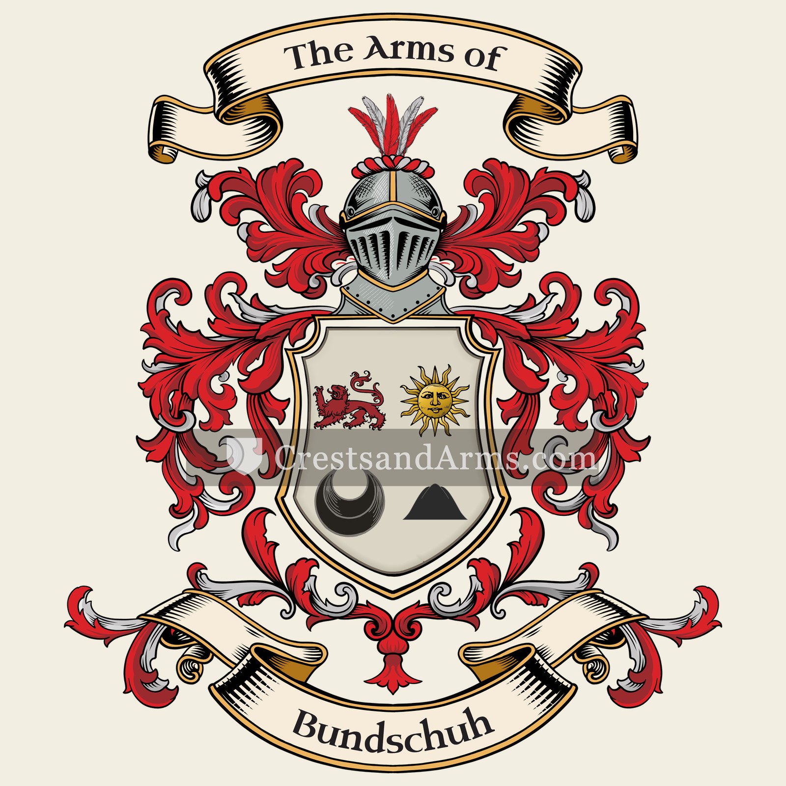 The Bundschuh coat of arms, drawn from the recorded blazon