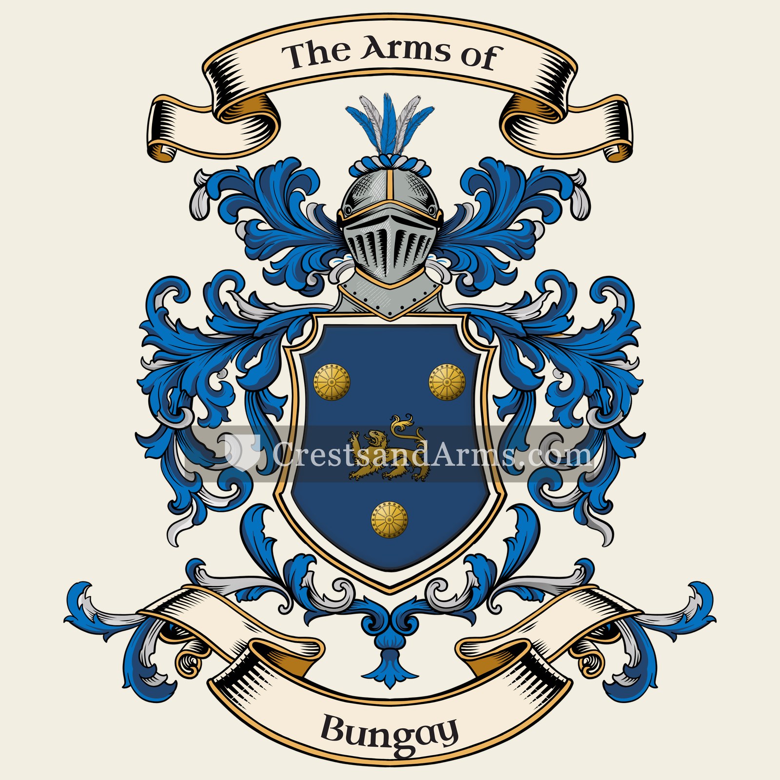The Bungay coat of arms, drawn from the recorded blazon