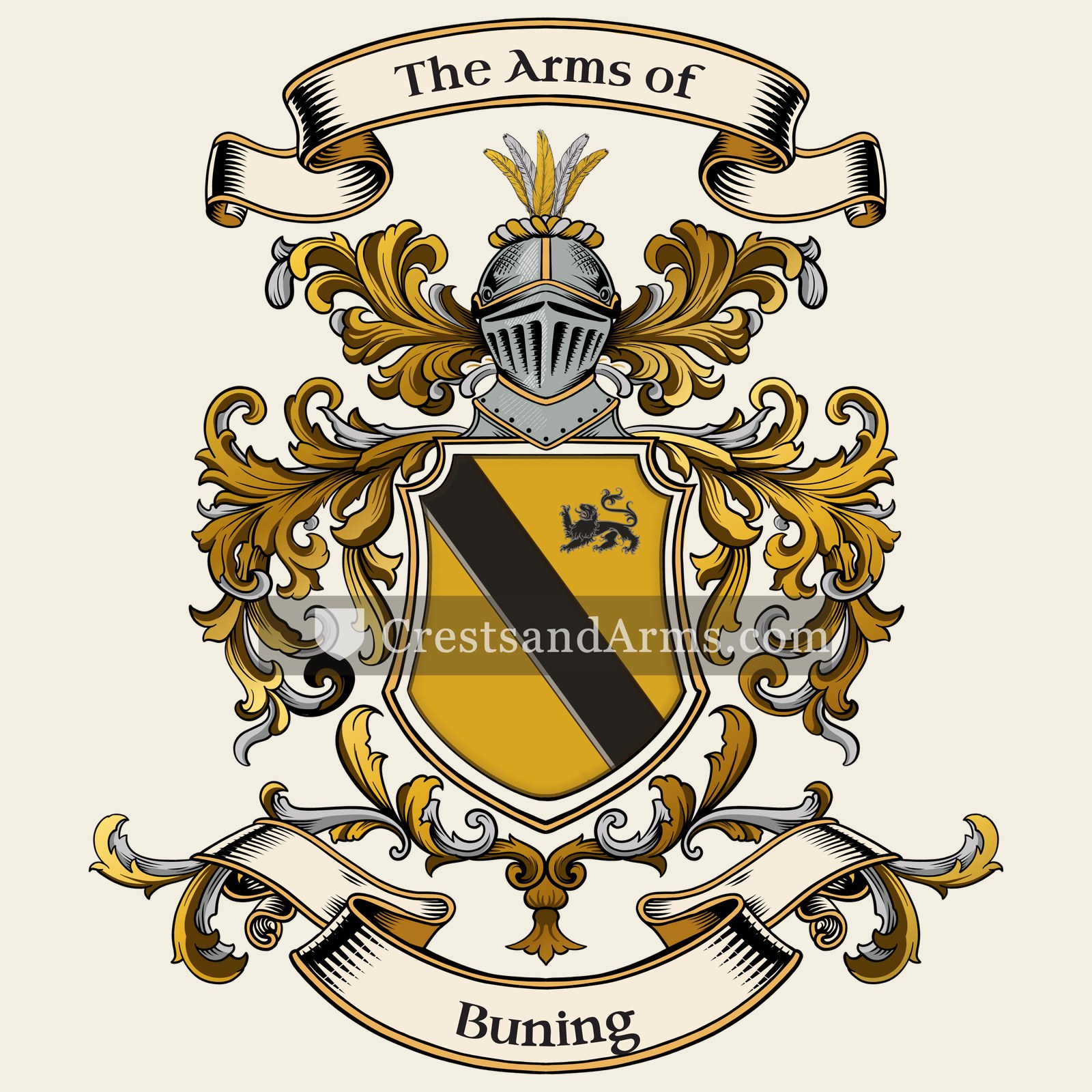 The Buning coat of arms, drawn from the recorded blazon