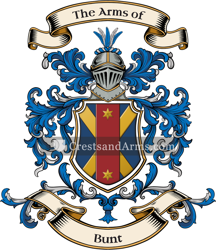 The Bunt coat of arms, drawn from the recorded blazon