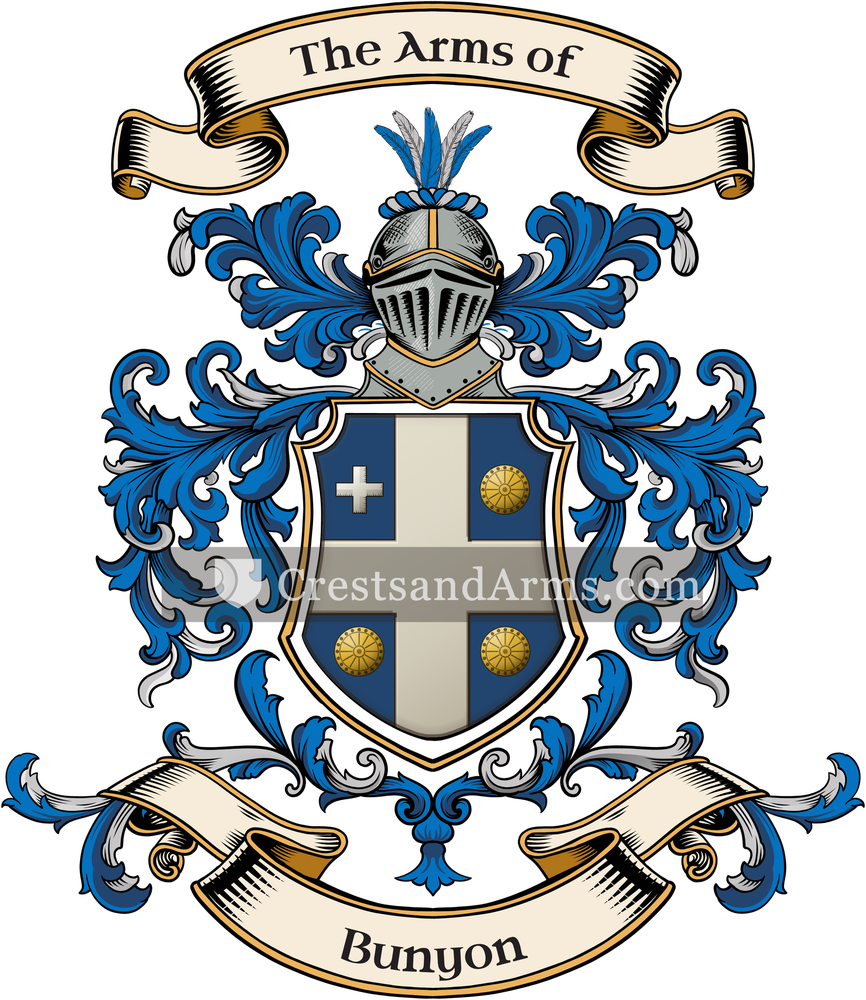 The Bunyon coat of arms, drawn from the recorded blazon