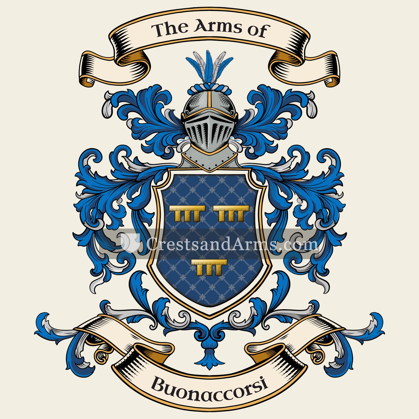 The Buonaccorsi coat of arms, drawn from the recorded blazon