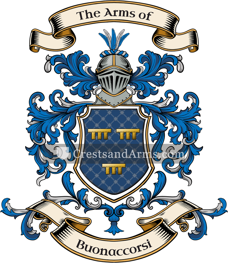 The Buonaccorsi coat of arms, drawn from the recorded blazon