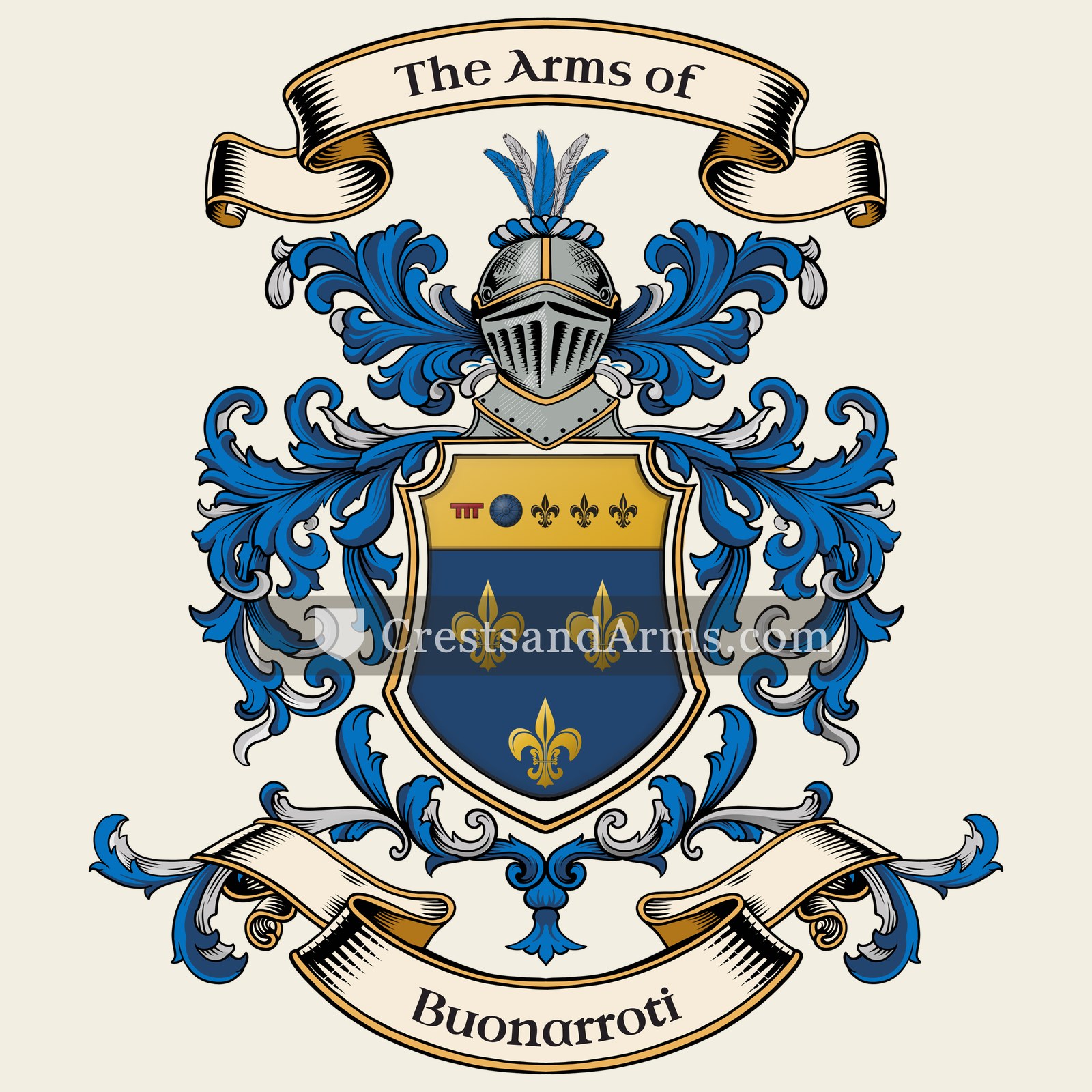 The Buonarroti coat of arms, drawn from the recorded blazon